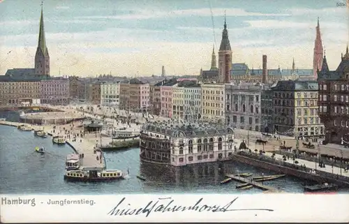 AK Hamburg Jungfernstieg, gelaufen 1905