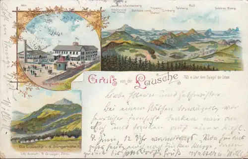 AK Gruss von der Lausche, gelaufen 1897