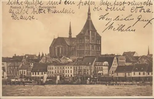 AK Rostock Marienkirche, gelaufen 1928