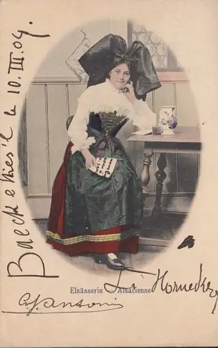 CPA Elsässerin Alsacienne, circulé 1904