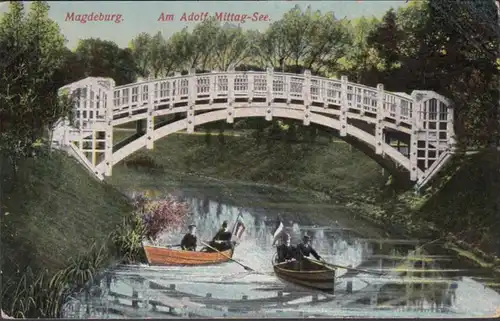AK Magdeburg Au lac Adolf Mittag, couru en 1914