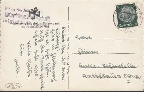 AK Finkenbach Muttererholungsheim, gelaufen 1939