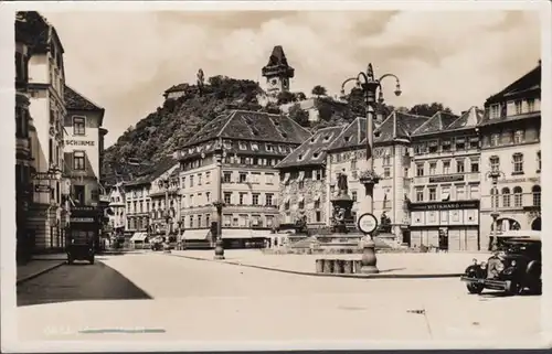 AK Graz Adolf Hitler Platz Zensurstempel, gelaufen 1946