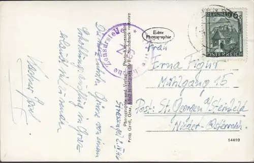 AK Graz Adolf Hitler Platz Zensurstempel, gelaufen 1946