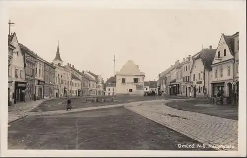 AK Gmünd place principale pharmacie tabac tranchée Shell, couru 1929