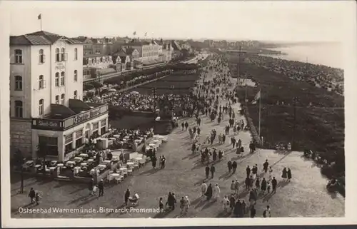 AK Warnemünde Bismarck Promenade, incurvée