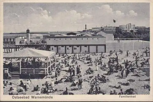 AK Warnemünde, Familienbad, Strand, ungelaufen