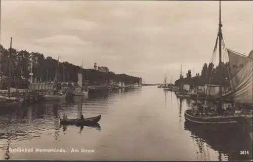 AK Mer Baltique Bay Warnemünde Au courant, incurvée