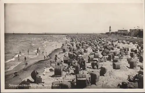 AK Ostseebad Warnemünde Strandleben, ungelaufen