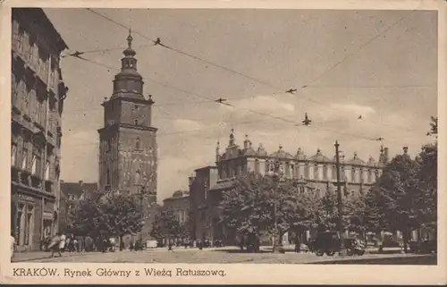 AK Krakow Rynek Glowny z Wieza Ratuszowa, incurvé