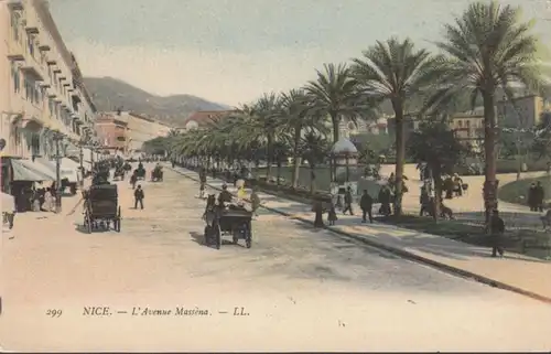 CPA Nice LÃ©avenue Masséna, circulÃ ̈ 1904