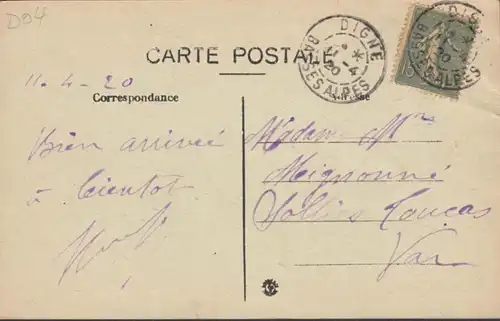 CPA Digne-les-Bains Vue généralee et la Banque de France, circulé 1920