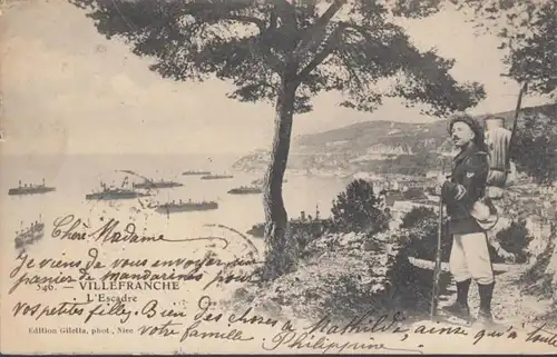 CPA Villefranche-sur-Mer L'Escadre, circulé 1903