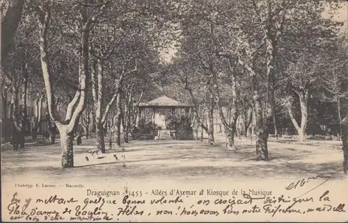 CPA Draguignan Allées d'Azemar et Kiosque de la Musique, circulé 1903
