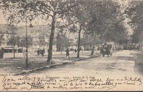 CPA Draguignan Avenue de la Gare, circulé 1903