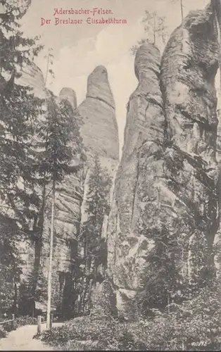 AK Adersbacher Felsen Breslauer Elisabethturm, ungelaufen