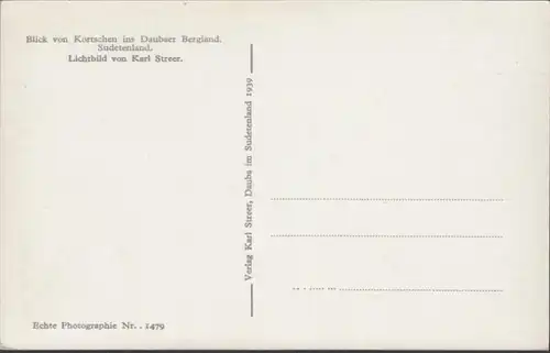 AK Blick von Kortschen ins Daubaer Bergland Sudetenland, ungelaufen