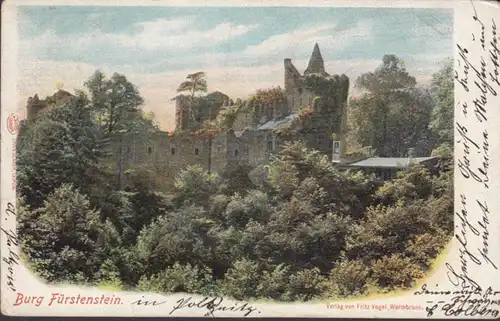 AK Burg Fürstenstein, gelaufen 1901