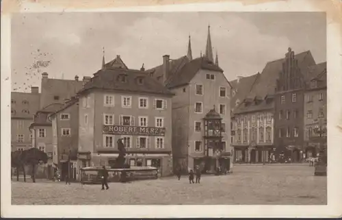 AK Marktplatz Geschäft Robert Merz, gelaufen 1915