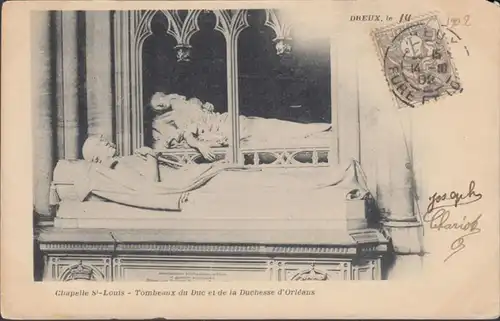 CPA Dreux Chapelle St.-Louis Tombeaux du Duc et de la Duchesse d'Orleans, circulé 1902