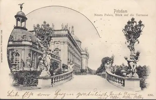 AK Potsdam Neues Palais Blick auf die Terrasse, gelaufen 1902