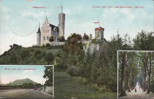 AK Gruss von der Landeskrone Restauration Blick nach der Landeskrone Aufstieg, gelaufen 1910