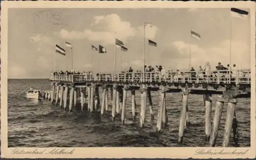 AK Ostseebad Ahlbeck Seebrückenkopf, gelaufen 1947