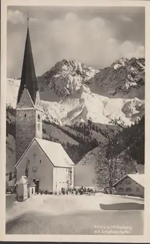 AK Mittelberg Kirche mit Schafalpköpfen, ungelaufen