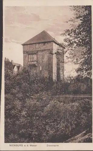 AK Nienburg a.d. Weser Stockturm Bahnpost, gelaufen 1929