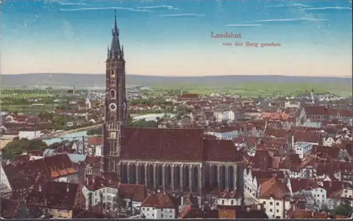 AK Landshut von der Burg gesehen Stadtansicht, gelaufen 1914