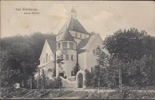 AK Bad Brückenau Evangelische Kirche, gelaufen