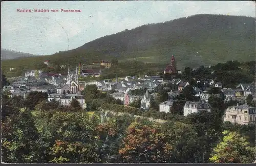 AK Baden-Baden Panoramaansicht, gelaufen 1912