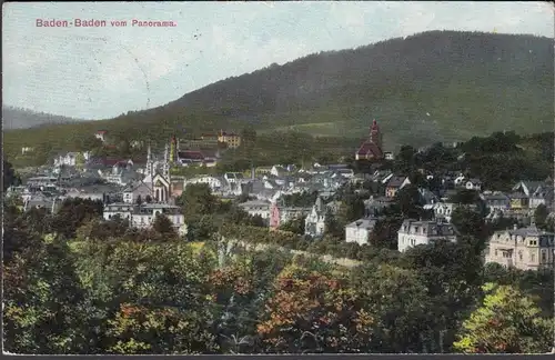 AK Baden-Baden Vue panoramique, couru en 1912