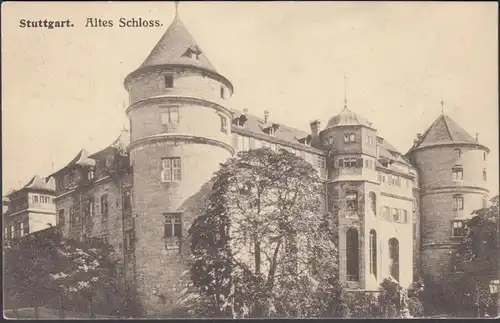 AK Stuttgart Altes Schloss, gelaufen 1918
