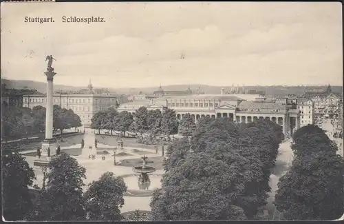 AK Stuttgart Schlossplatz, gelaufen 1909