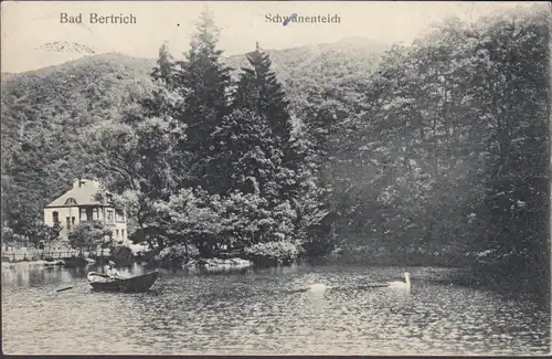 AK Bad Bertrich Schwanenteich, gelaufen 1909