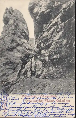 AK Gruss aus dem Algäuer Hochgebirge Heilbronner Weg, gelaufen 1900