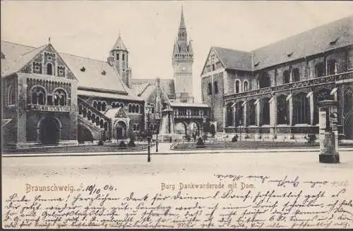 AK Braunschweig Burg Dankwarderode mit Dom, gelaufen 1904