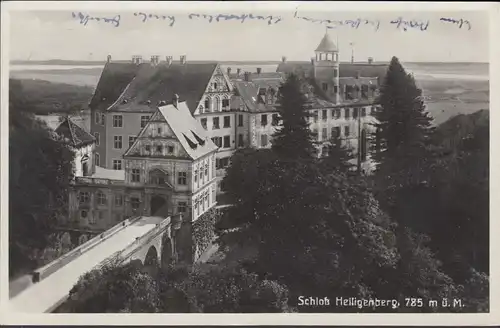 AK Schloß Heiligenberg Hotelpost, gelaufen 1938