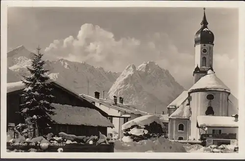 AK Garmisch avec le massif de traction, couru en 1934