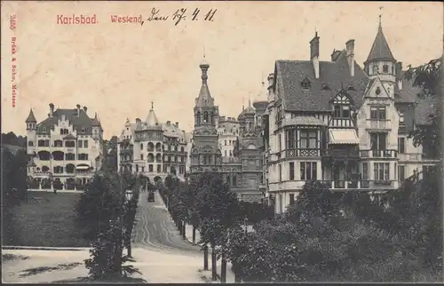 AK Karlsbad Westend, gelaufen 1911