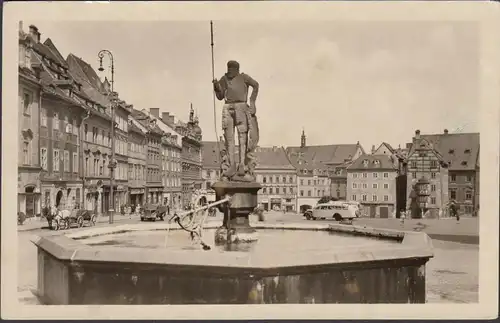 AK Cheb Eger Marktplatz Punnen, couru en 1951