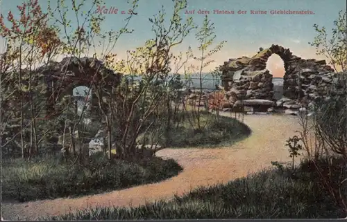 AK Halle Auf dem Plateau der Ruine Giebichenstein, ungelaufen