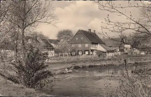 AK Magdeburg Häuser am Fluss, gelaufen 1963