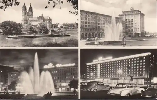 AK Magdeburg Mehrbild Elbe mit Dom Hotel International Wilhelm Pieck Allee, gelaufen 1975