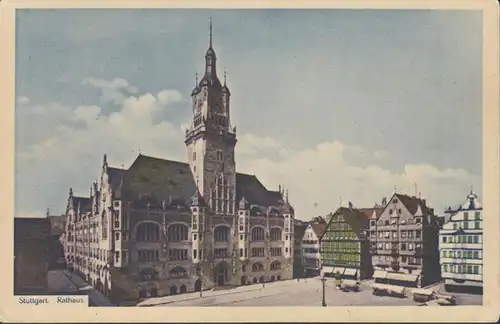 AK Stuttgart Rathaus, gelaufen 1911