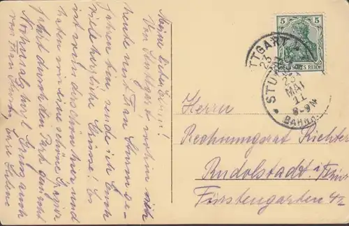 AK Stuttgart Rathaus, gelaufen 1911