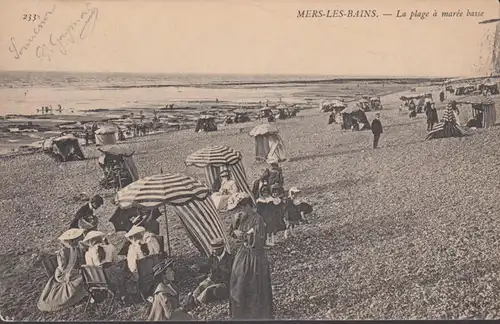 CPA Mers-les-Bains La plage à marèe basse, circulé 1906
