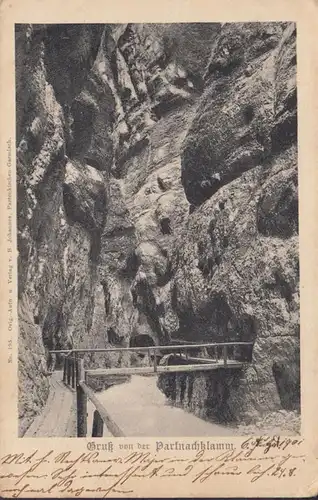 AK Gruss von der Partnachklamm, ungelaufen, datiert 1901