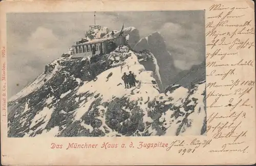 AK Das Münchner Haus auf der Zugspitze, ungelaufen, datiert 1901